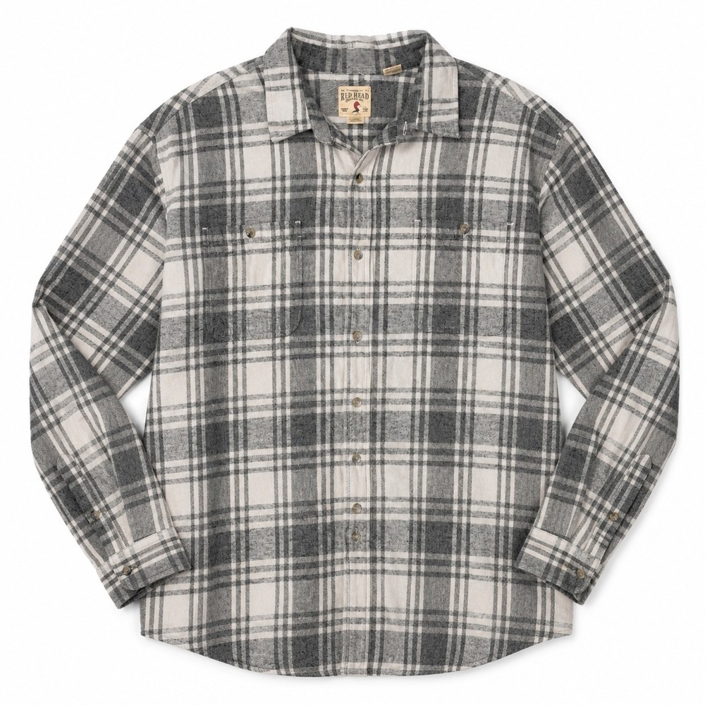 RedHead Shirt Mens 3XL Gray Plaid Long Sleeve Button Up Outdoor Casual Cotton